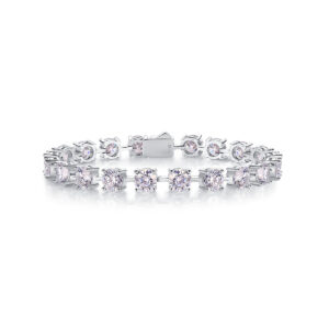 Time Appointment - A Fashionable And Light Luxury Jewelry Silver Bracelet And Bracelet Set With Top-quality Moissanite, S925 Silver Plated Platinum