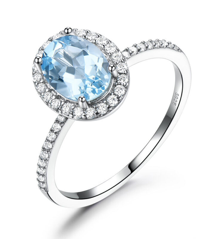 Oval Morganite Silver Ring for Women
